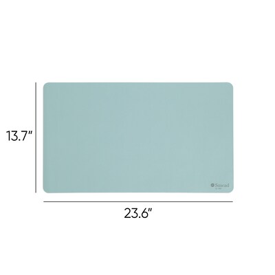 Smead Small Vegan Leather Anti-Slip Desk Pad, 23.6 x 13.7, Light Blue (SMD64840)