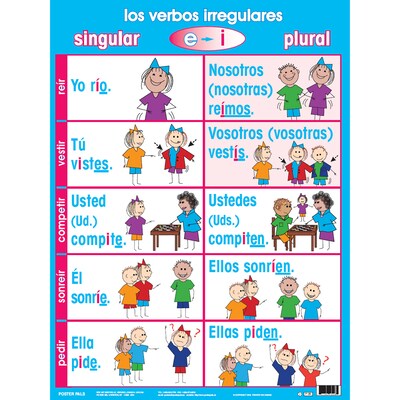 Poster Pals 24" x 18" Irregular Verb Poster Set, Spanish, 7/Set (PSZPS33)