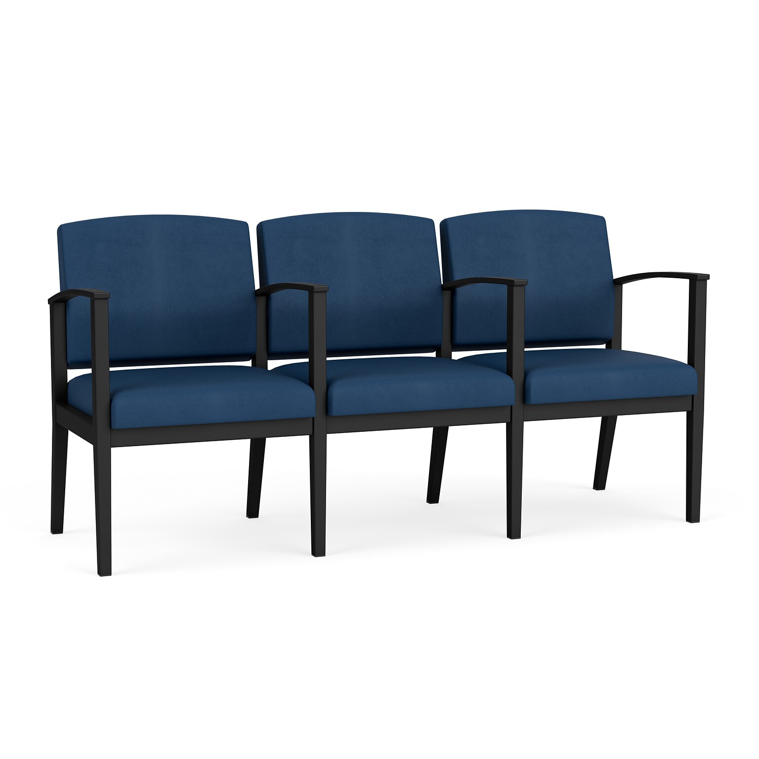 Lesro Amherst Steel Vinyl 3-Seat Tandem Seating, Patriot Plus Blue Ridge/Black (AS3103.SBK-01PPBR)