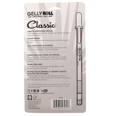 Sakura Classic Gel Retractable Pen, Liquid Ink, White Ink, 6/Bundle (SAK57461-3)