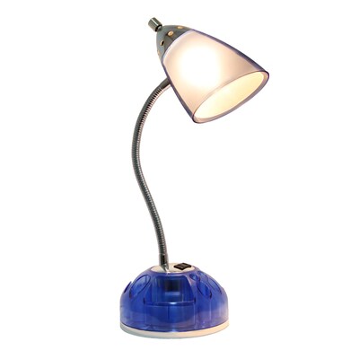 Creekwood Home Sleek Essentials 19.5 Basic Swivel Desk Lamp with Charging Outlet and Storage, Clear