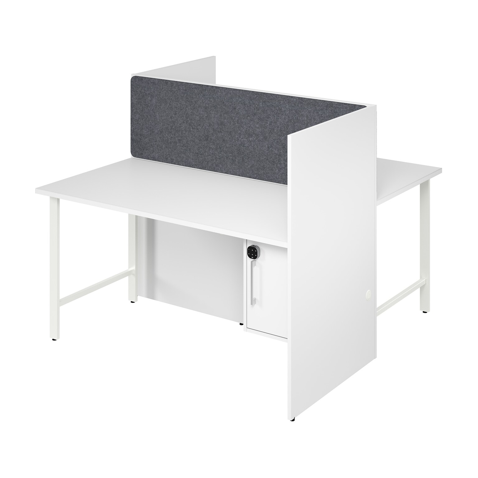 Bush Business Furniture Hustle 60W 2 Person Back to Back Cubicle Panel Workstation, White (HUS023WH)