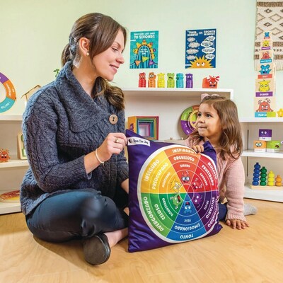 Open the Joy Social Emotional Learning Bundle Weighted Pillow with Emotion Wheel, Multicolored (LR4673)