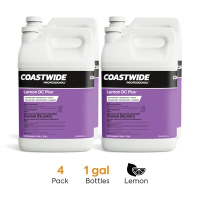 Coastwide Professional Lemon DC Plus Disinfectant Cleaner, Lemon Scent, 1 Gallon, 4/Carton (CW045CN01-A)
