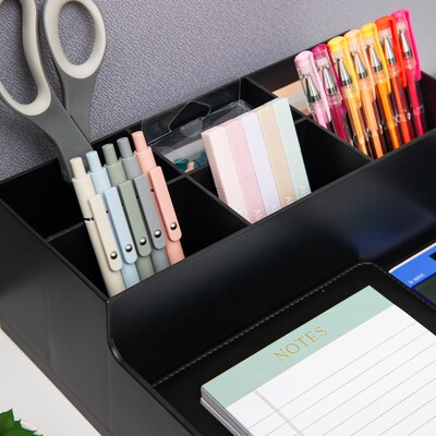 Mind Reader Plastic Utensil Napkin & Plate Holder, Silverware Organizer, Serving Tray, Black (PSNAPUT-BLK)