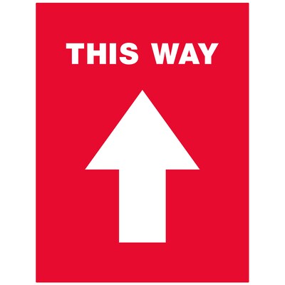 Avery Directional "This Way" Preprinted Floor Decals, 8" x 10.5", Red/White, 5/Pack (83091)