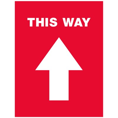 Avery Directional "This Way" Preprinted Floor Decals, 8" x 10.5", Red/White, 5/Pack (83091)