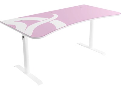 Arozzi Arena 63"W Gaming Desk, White/Pink (ARENA-NA-WHITE-PINK)