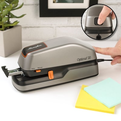 Swingline Optima 20 Electric Desktop Stapler, 20-Sheet Capacity, Gray/Silver (48208)