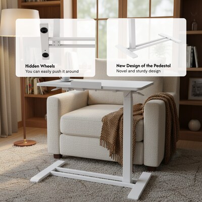 FlexiSpot H7 Pro Adjustable Side Table, 27.6" x 15.8", White (H7W-PRO-2816)