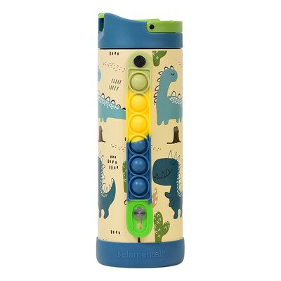 Elemental Iconic Pop Stainless Steel Triple Wall Insulated Water Bottle, 14 oz., Dinosaur (EMLEB14DN29P)
