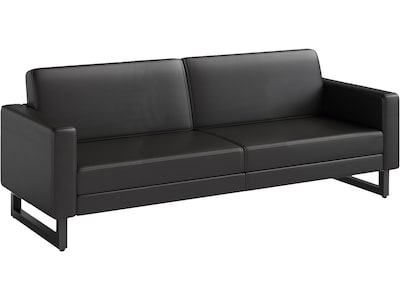 Safco Mirella 77 Vinyl Lounge Sofa, Black (1730MRL2BLKBL)