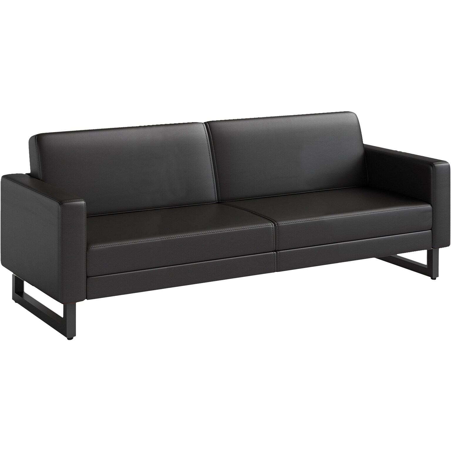 Safco Mirella 77 Vinyl Lounge Sofa, Black (1730MRL2BLKBL)