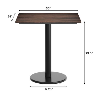 Flash Furniture Acadia Wooden Dining Table with Round Base, 23.75"D x 29.75"W, Dark Brown/Black Base (ST2430WBRTR18)