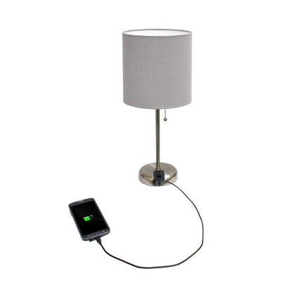 Simple Designs 19.5" LED Table Lamp, Brushed Steel/Grey, 2/Pack (LT2024-GRY-PKLB)