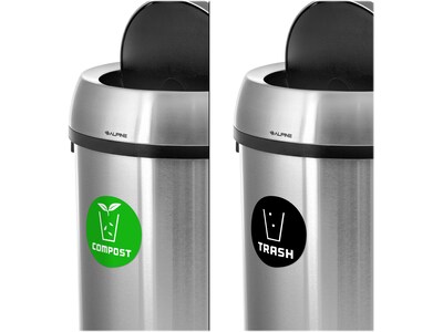 Alpine Industries Stainless Steel Indoor Compost and Trash Can with Swivel Lid, 34 Gallon, Silver, 2/Pack (ALP470-65L-1-CO-T)