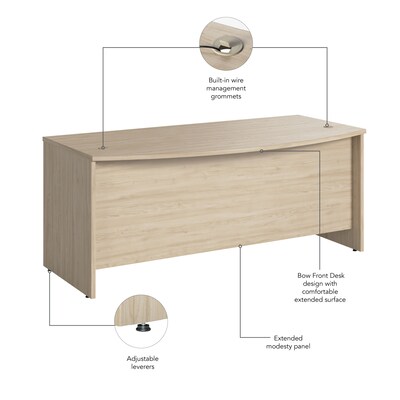 Bush Business Furniture Studio C 72"W Bow Front Desk, Natural Elm (SCD172NE)
