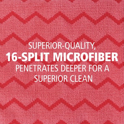 Rubbermaid HYGEN Microfiber Cleaning Rags, 16" x 16", Red, 12 Rags/Pack (FGQ62000RD00)