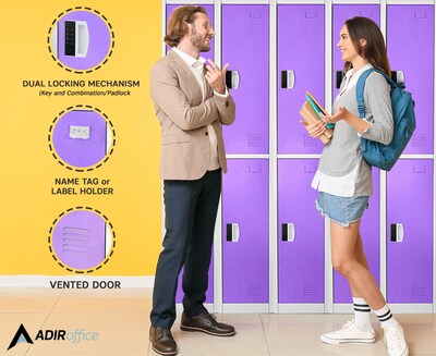AdirOffice 72"H 2-Tier Purple Storage Locker (ADI629-202-PUR-DL)