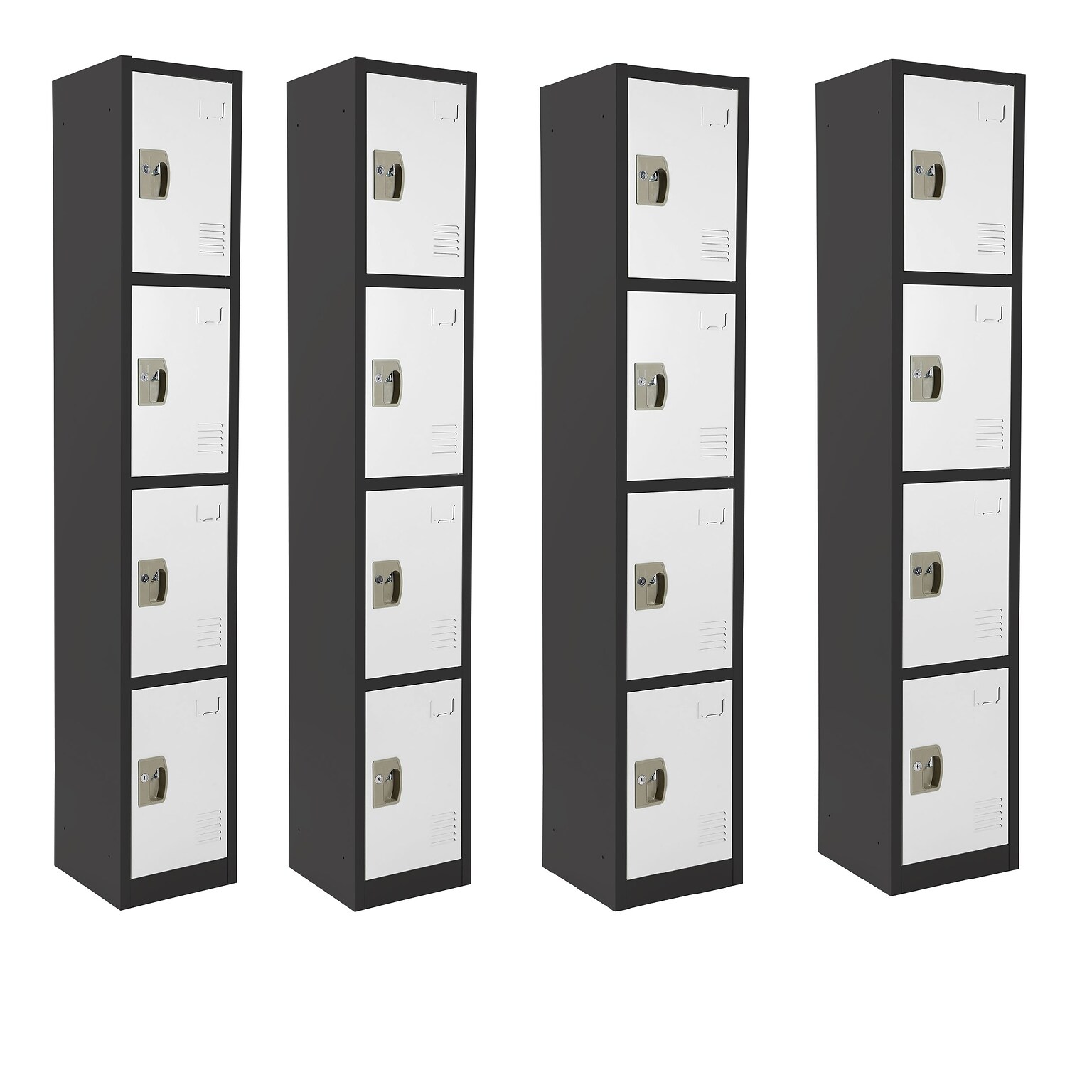 AdirOffice 72 4-Tier Black and White Storage Locker, 4/Pack (ADI629-204-B-W-PKG-4)