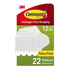 Command Damage Free Medium Hanging Strip, 12 lb, White, 22/Pack (1720422NA)