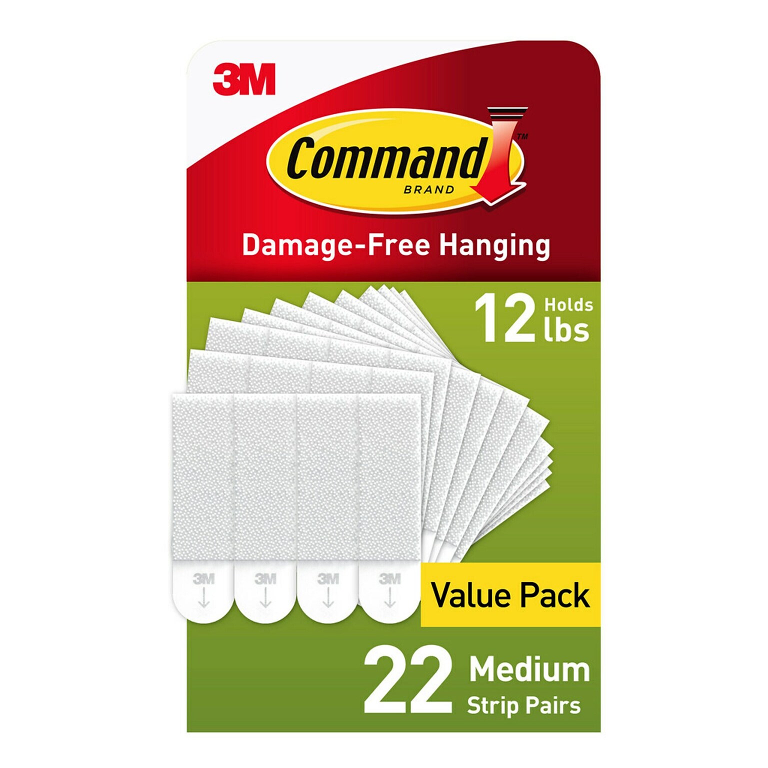 Command Medium Picture Hanging Strips, Damage Free Hanging of Dorm Decorations, 22 Pairs, 44 Command Strips (17204-22NA)