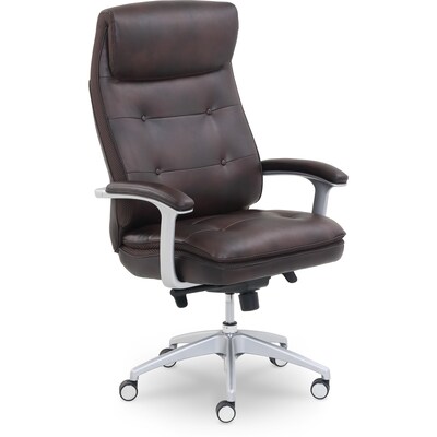Beautyrest Royo Ergonomic Leather Executive Big & Tall Chair, 400 lb. Capacity, Brown (51449)