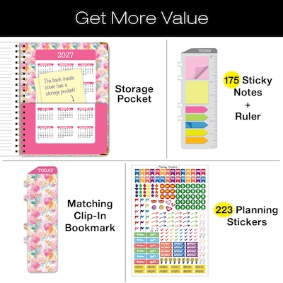 2026-2027 Excello Brands 8.5" x 11" Academic Weekly & Monthly Planner, Paperboard Cover, Floral Fiesta (NAY27-8511LP-89)