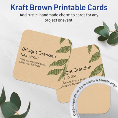 Avery Matte General Use Blank Cards, Kraft Brown, 60/Pack (95336)