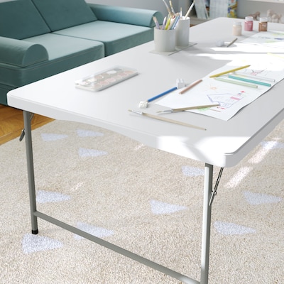 Flash Furniture Paige Rectangle Kid's Plastic Folding Table, 29"W x 60"D x 18.75"H, Granite White (RB3060FHKIDWH)