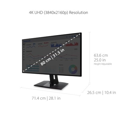 ViewSonic ColorPro 32" 4K Ultra HD 60 Hz LED Monitor, Black (VP3268A-4K)