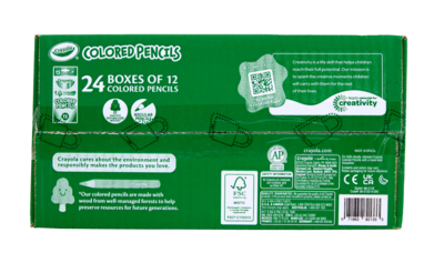 Crayola Colored Pencils Bulk Pack, Assorted Colors, 12/Pack, 24 Packs/Box (68-2133)