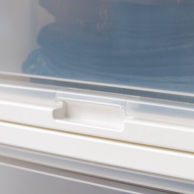 Iris Plastic Storage Bin With Sliding Door, White, 3/Pack (500057)