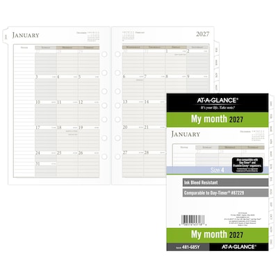 2027 AT-A-GLANCE 5.5 x 8.5 Monthly Planner Refill Pages, White/Brown (481-685Y-27)