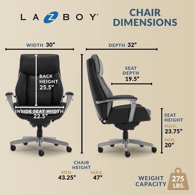 La-Z-Boy Alton Leather Executive Chair, Black (51544)