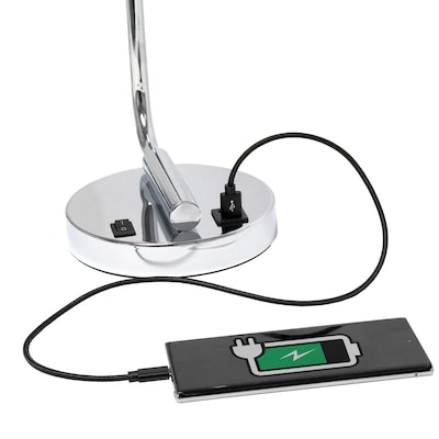 Creekwood Home Vintage Vantage 18.8" Minimalist Industrial Curved Arm Desk Lamp, Chrome (CWD-1017-CH)