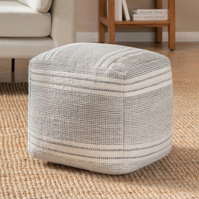 Anji Mountain Summit Stone Fabric Square Pouf Ottoman (AMBPF174-1616)