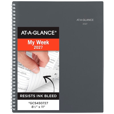 2027 AT-A-GLANCE DayMinder 8.5 x 11 Weekly & Monthly Planner, Poly Cover, Gray (GC545-07-27)