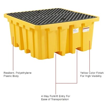 Global Industrial IBC Spill Containment Pallet w/ Drain, 365 Gallon (670785)
