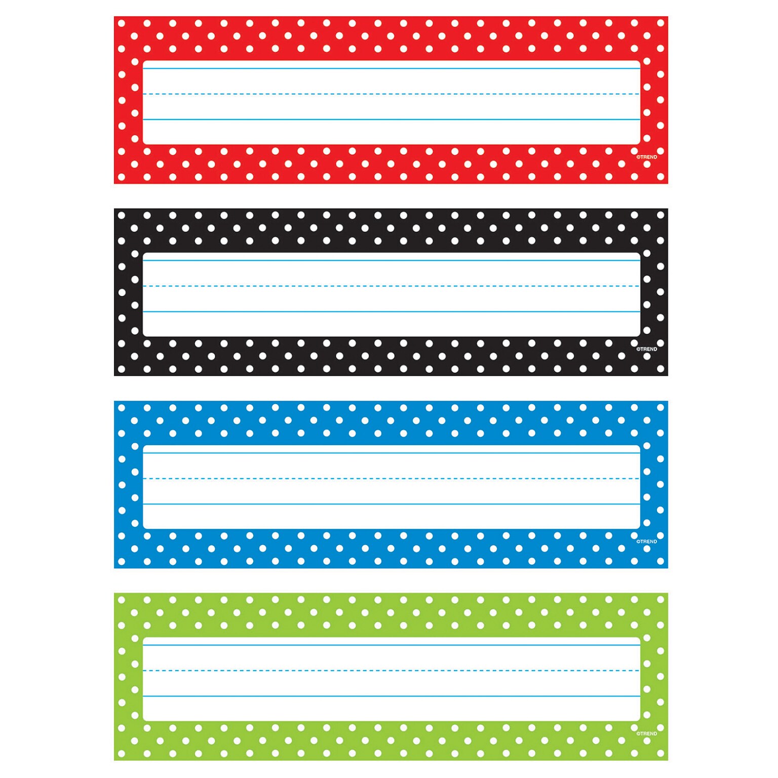Trend® Polka Dots Desk Toppers® Name Plates, 2.88 x 9.5, Bundle of 6 Packs, 32 per Pack (T-69951)