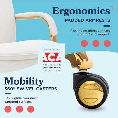 La-Z-Boy Opus Ergonomic Bonded Leather Swivel Executive Chair, White and Gold (CCHR10015A)