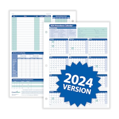 ComplyRight 2024 Attendance Calendar Kit, White, Pack of 100 (A1411W16PK100)