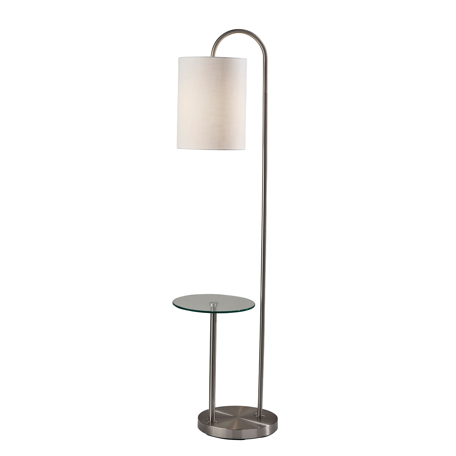 Adesso Amira 64H Brushed Steel Floor Lamp with Drum Shade (4062-22)