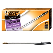 BIC Cristal Ballpoint Pens, Medium Point, Black Ink, 12/Pack (MS11BK)