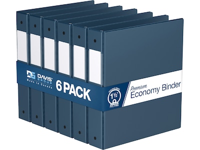 Davis Group Premium Economy 1 1/2 3-Ring Non-View Binders, Navy Blue, 6/Pack (2312-72-06)