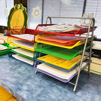 Mind Reader 5-Compartment Metal Desk Tray, Multicolor (5TPAPER-ASST)