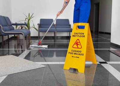 Alpine Industries 24 in. A-Frame Multilingual Caution Safety Wet Floor Sign, Yellow, 10 Pack (ALP499-10)