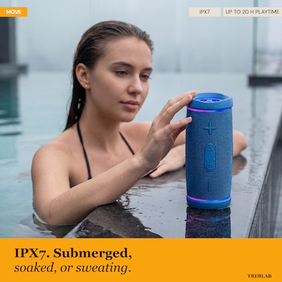 Treblab HD77 Premium Bluetooth Wireless Portable Speaker, Waterproof, Blue