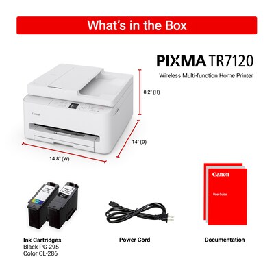 Canon PIXMA TR7120 Wireless Color All-In-One Inkjet Printer, Best for Home Office (7178C002)