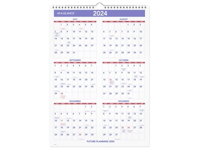2023-2024 AT-A-GLANCE 12 x 17.13 Academic Monthly Wall Calendar, White/Purple/Red (PMA2-28-24)